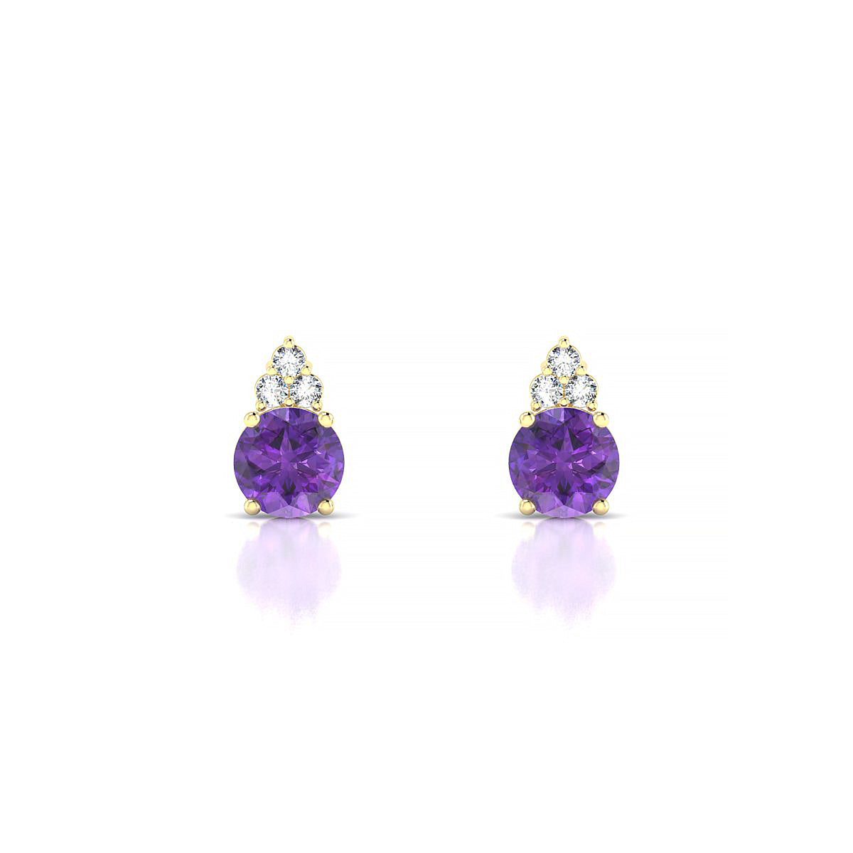 Mirage | 18k Yellow Gold 4.5 mm Round Amethyst Earrings