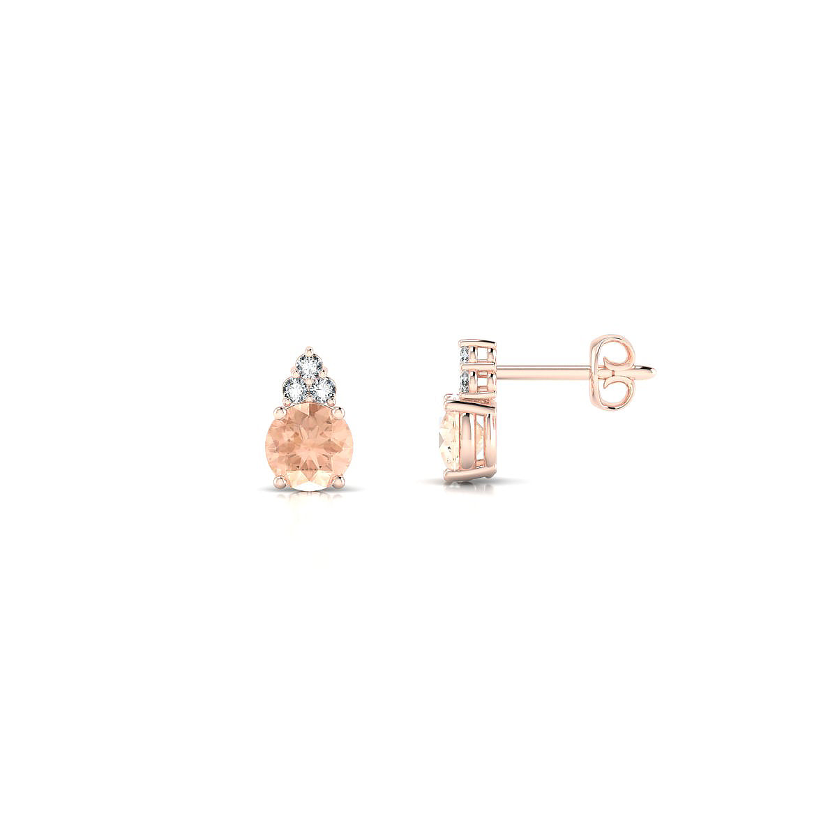 Mirage | 18k Rose Gold 4.5 mm Round Morganite Earrings