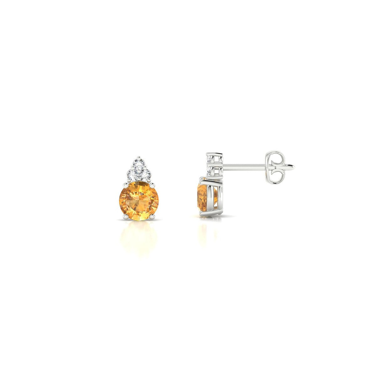 Mirage | 18k White Gold 4.5 mm Round Citrine Earrings