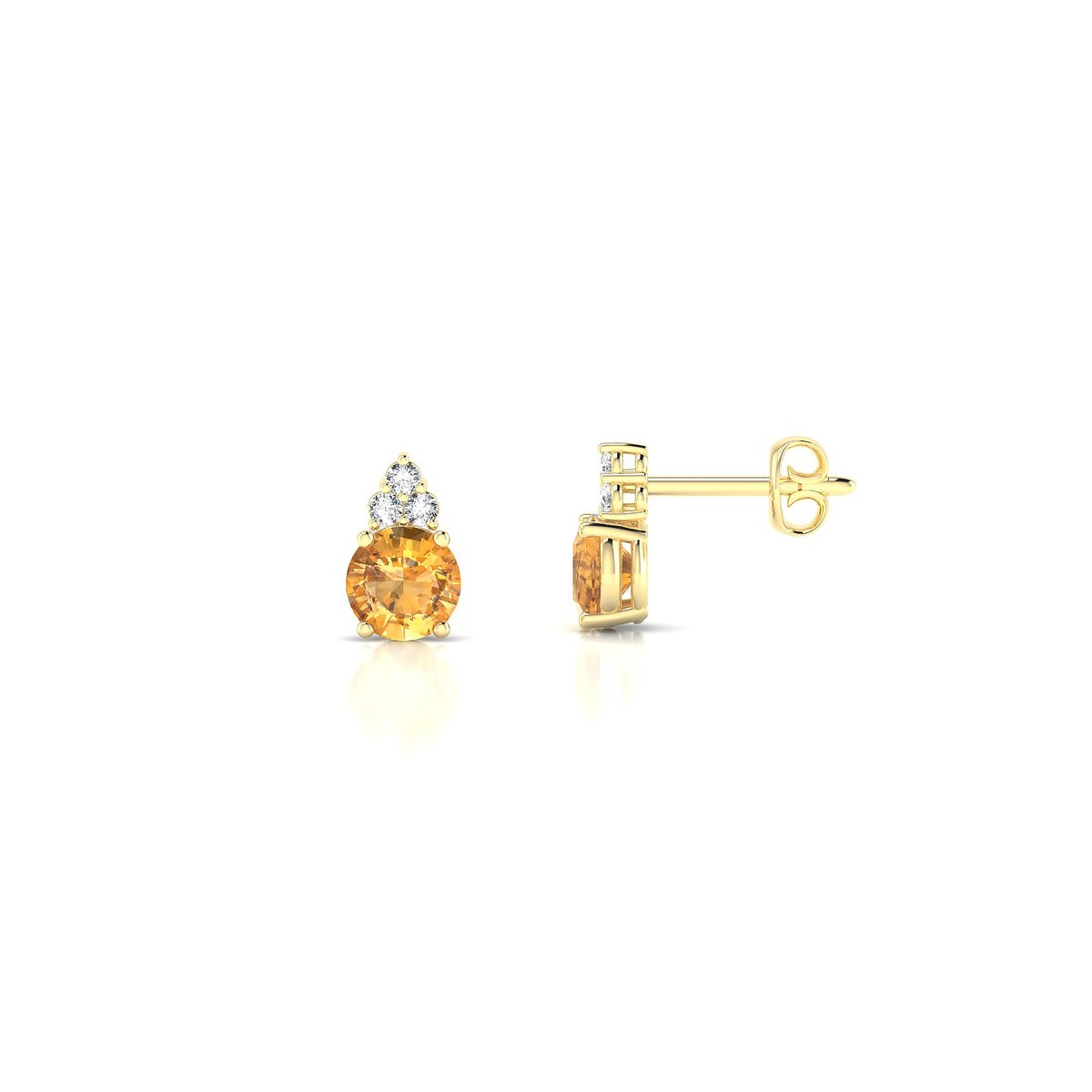Mirage | 18k Yellow Gold 4.5 mm Round Citrine Earrings