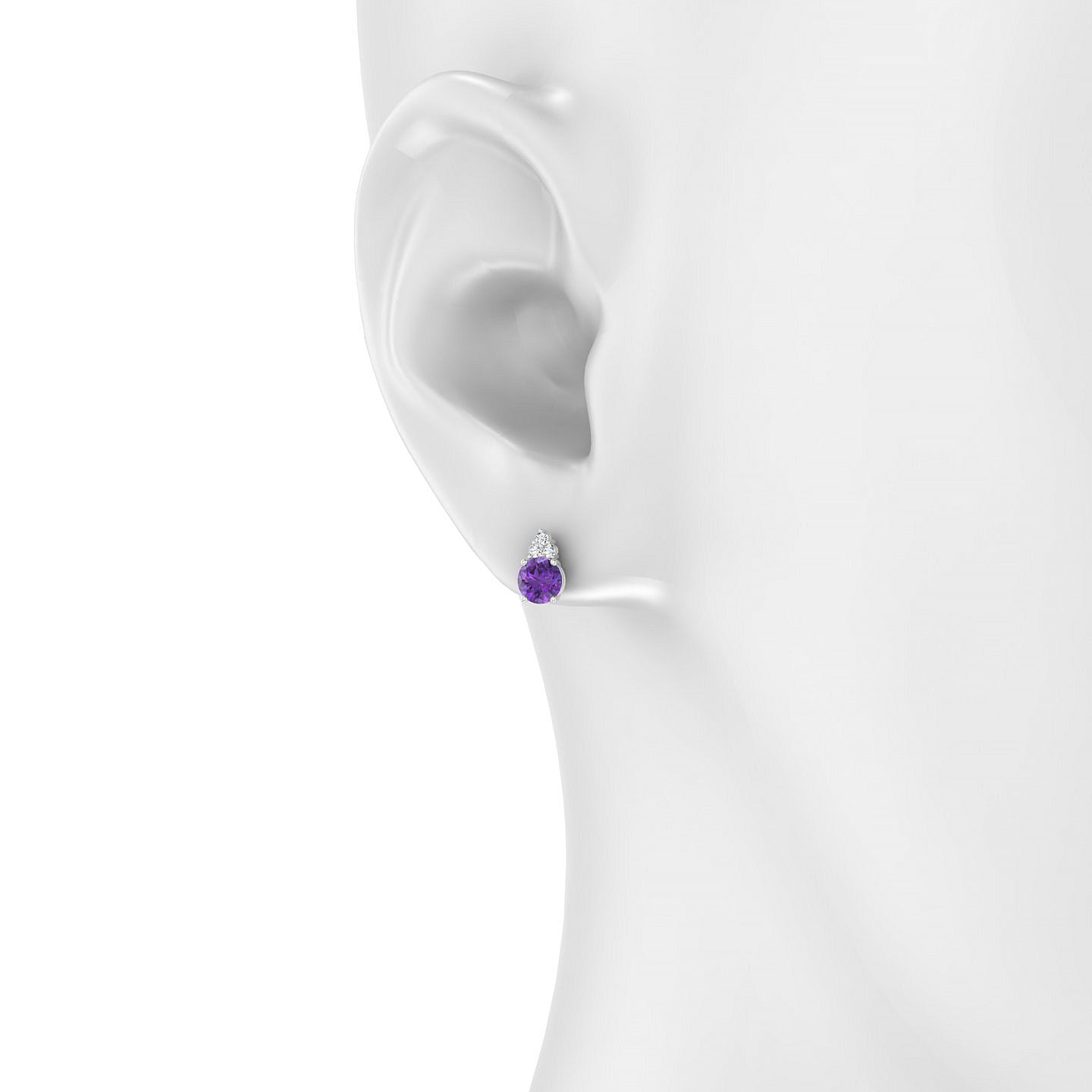 Mirage | 18k White Gold 4.5 mm Round Amethyst Earrings