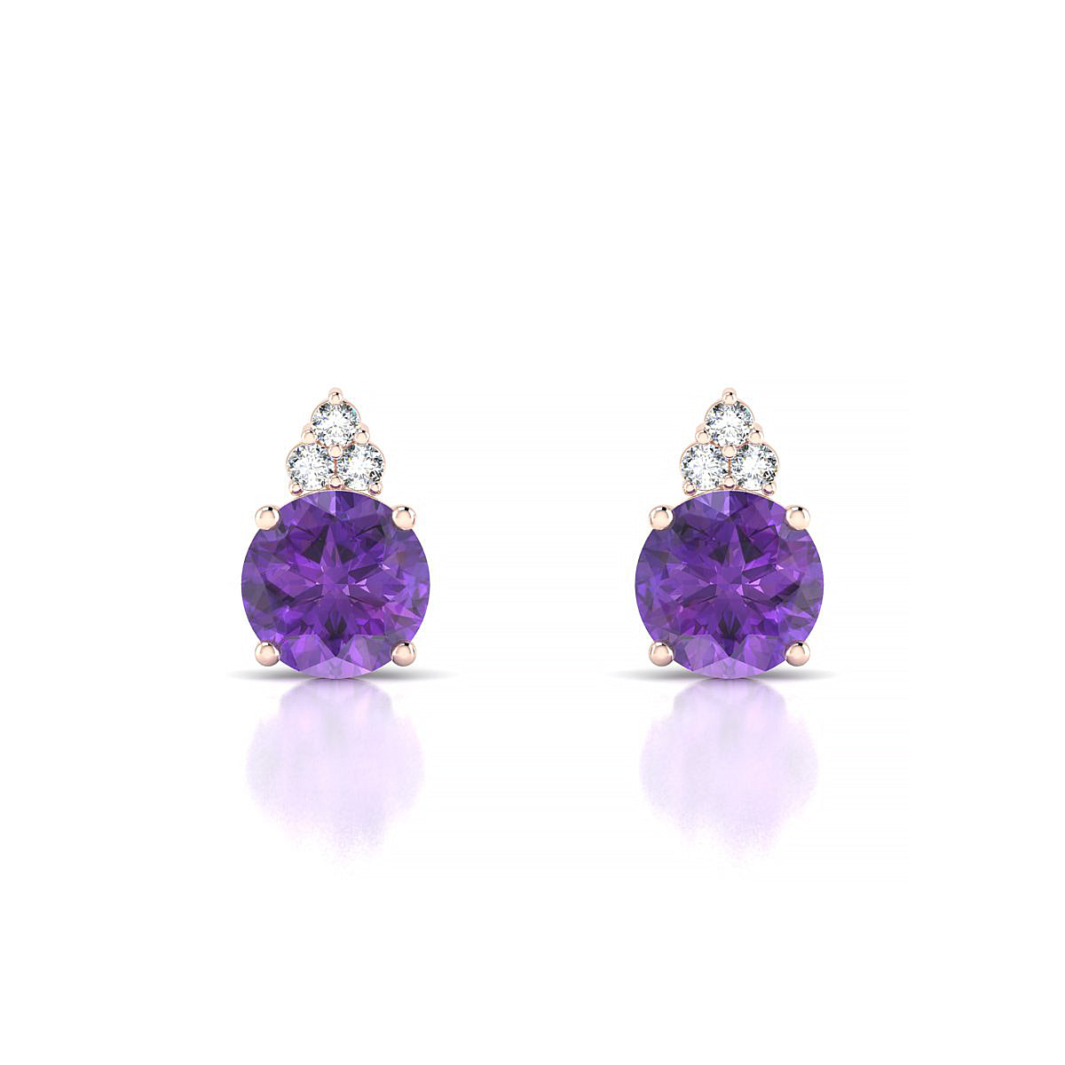 Mirage | 18k Rose Gold 6 mm Round Amethyst Earrings