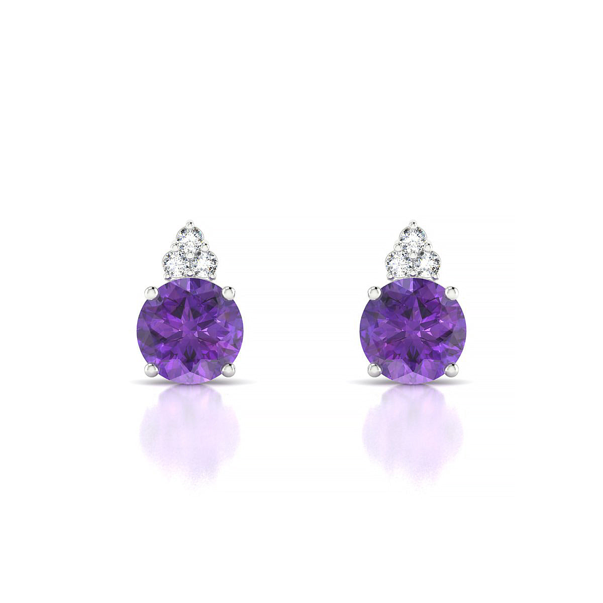Mirage | 18k White Gold 6 mm Round Amethyst Earrings