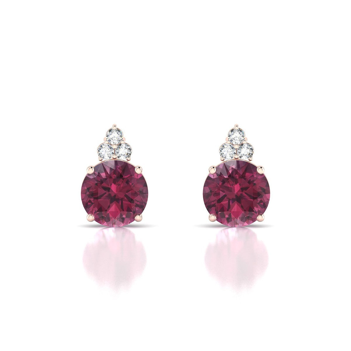 Mirage | 18k Rose Gold 8 mm Round Rhodolite Earrings