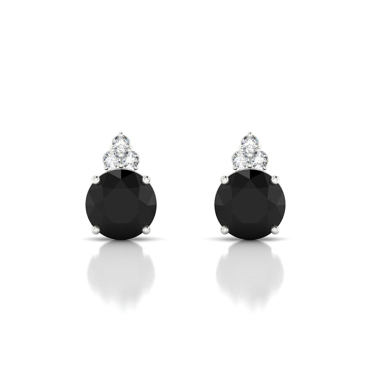 Mirage | 18k White Gold 8 mm Round Black Diamond Earrings