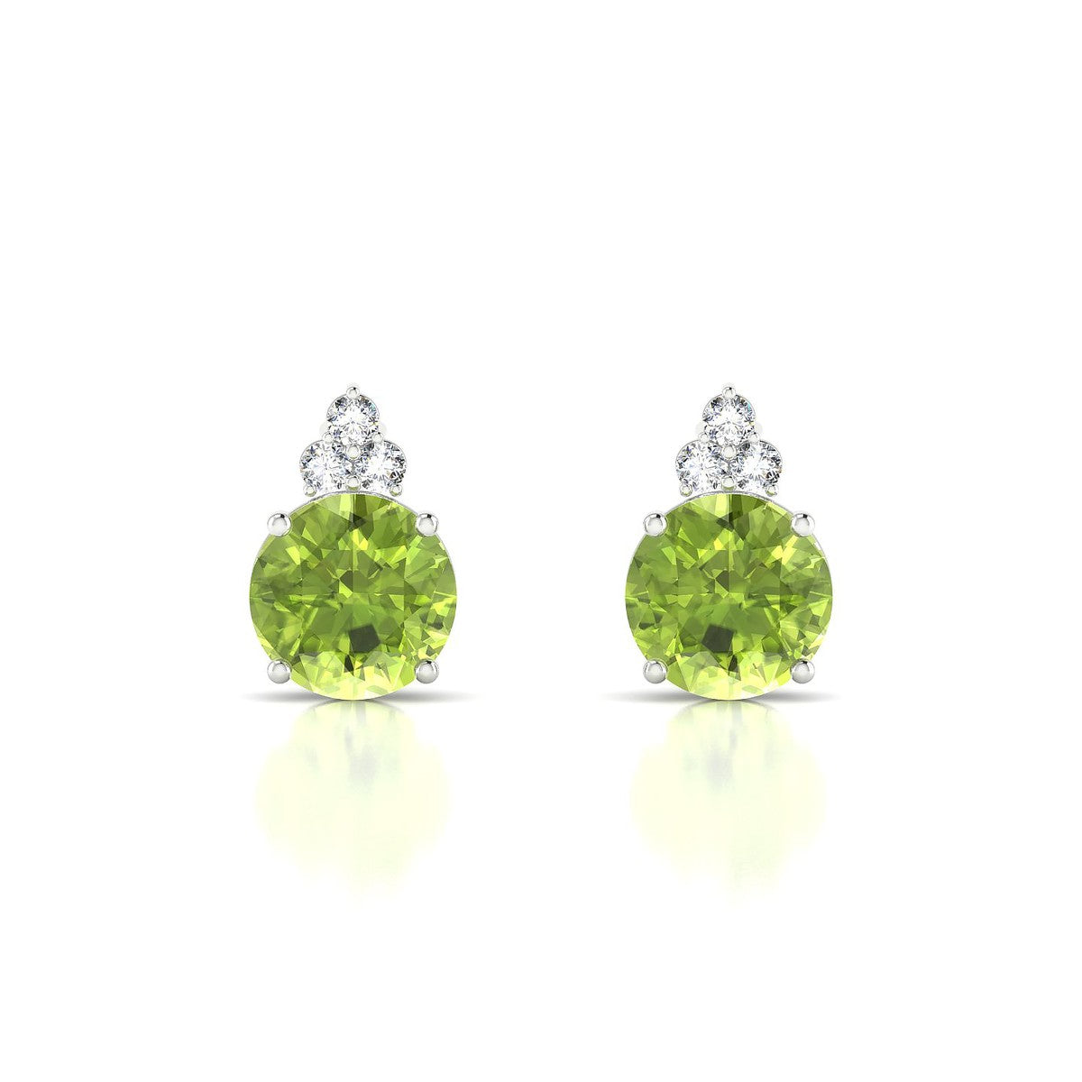 Mirage | 18k White Gold 8 mm Round Peridot Earrings