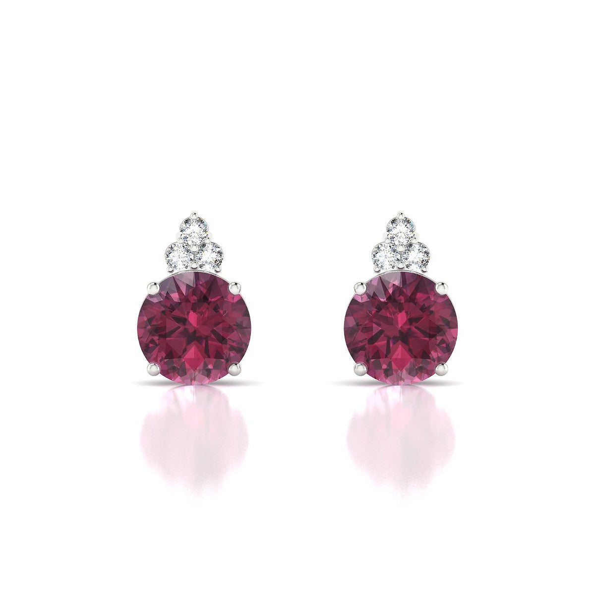 Mirage | 18k White Gold 8 mm Round Rhodolite Earrings