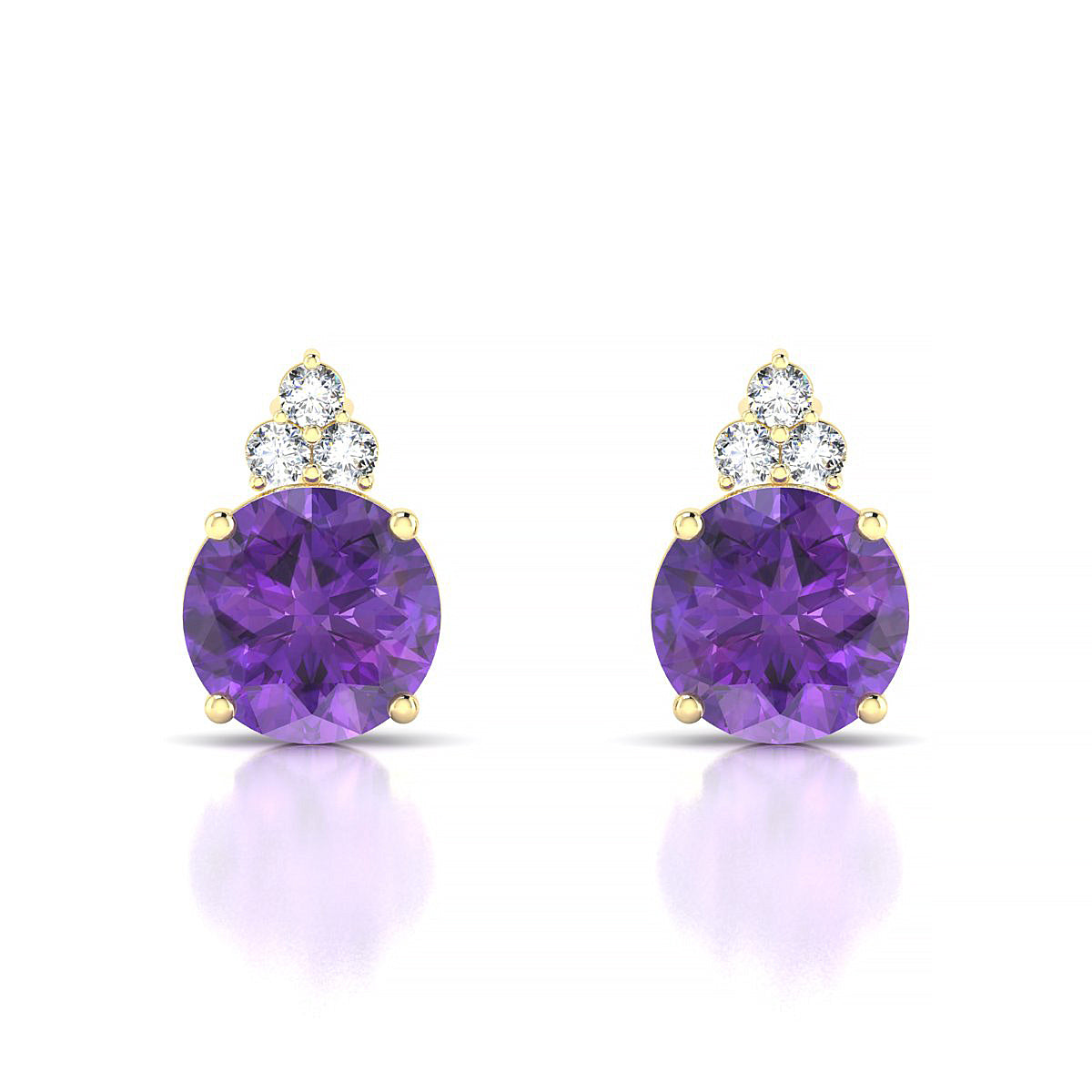 Mirage | 18k Yellow Gold 8 mm Round Amethyst Earrings