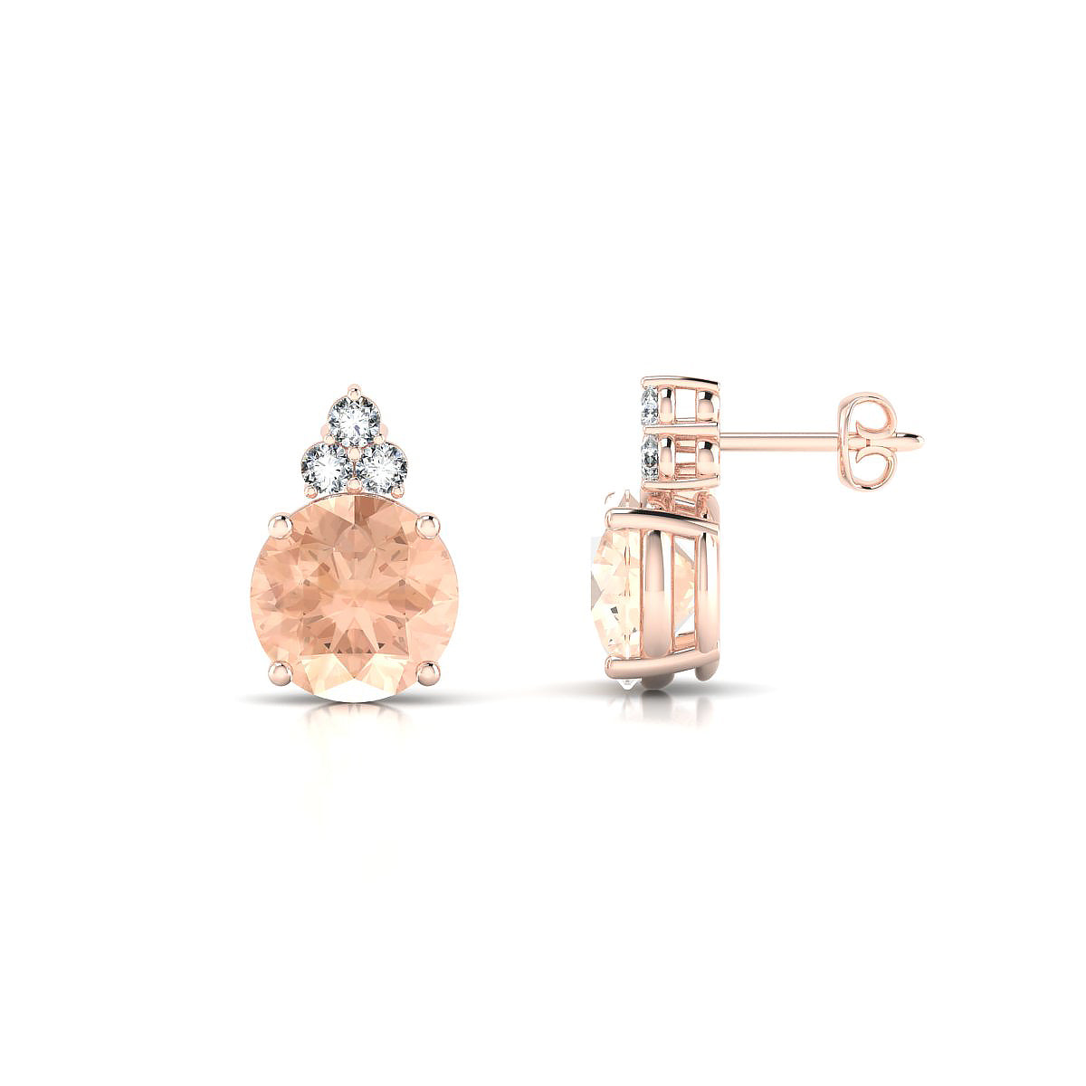 Mirage | 18k Rose Gold 8 mm Round Morganite Earrings