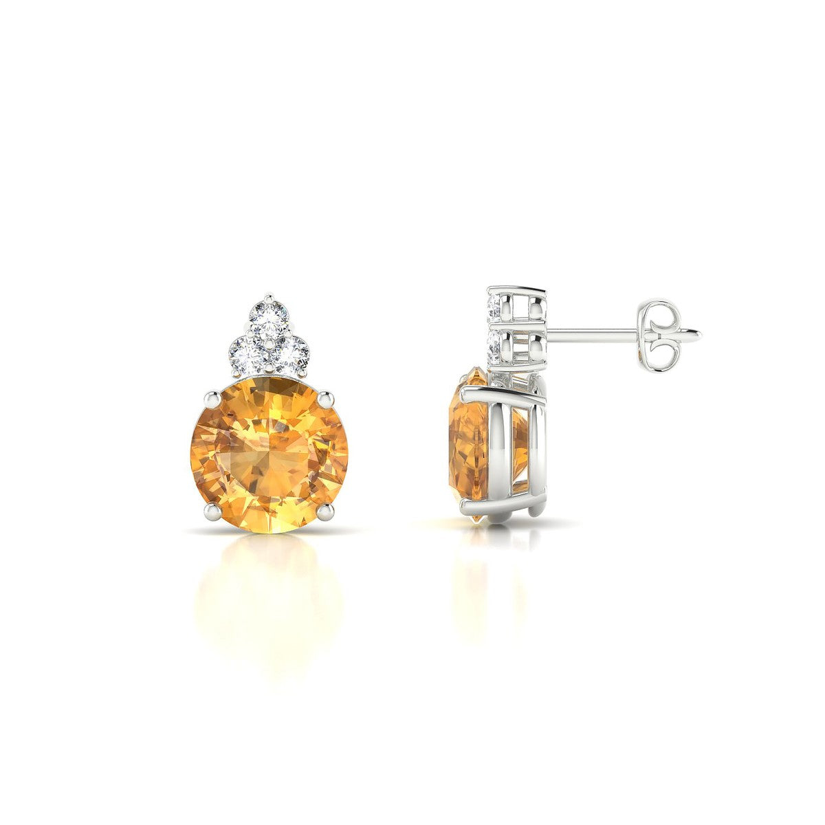 Mirage | 18k White Gold 8 mm Round Citrine Earrings