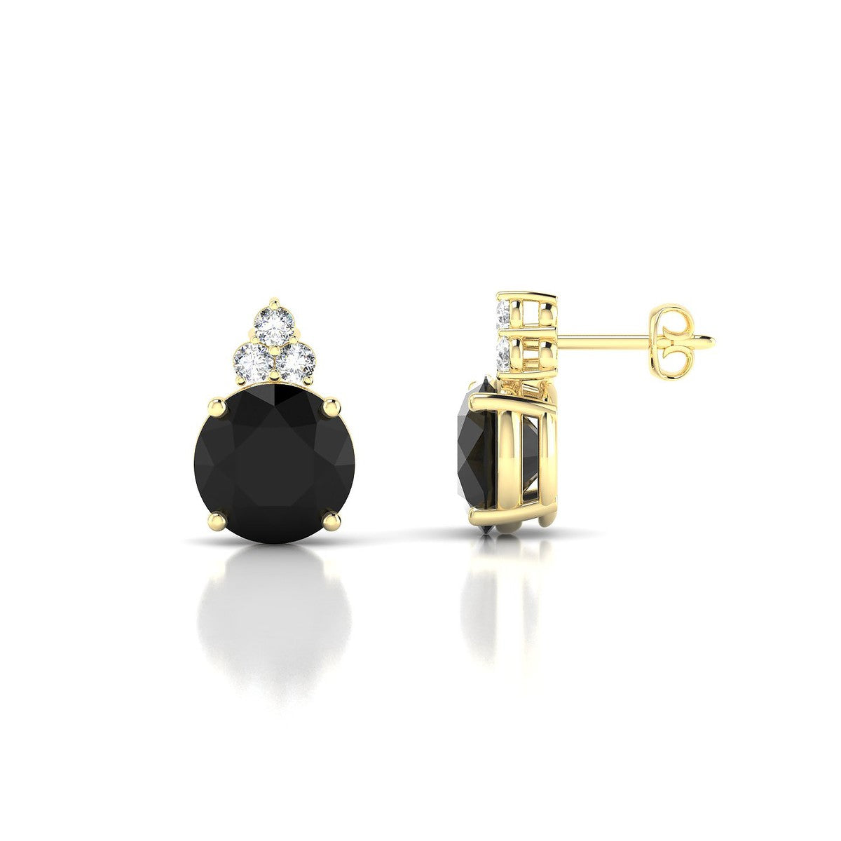 Mirage | 18k Yellow Gold 8 mm Round Black Diamond Earrings