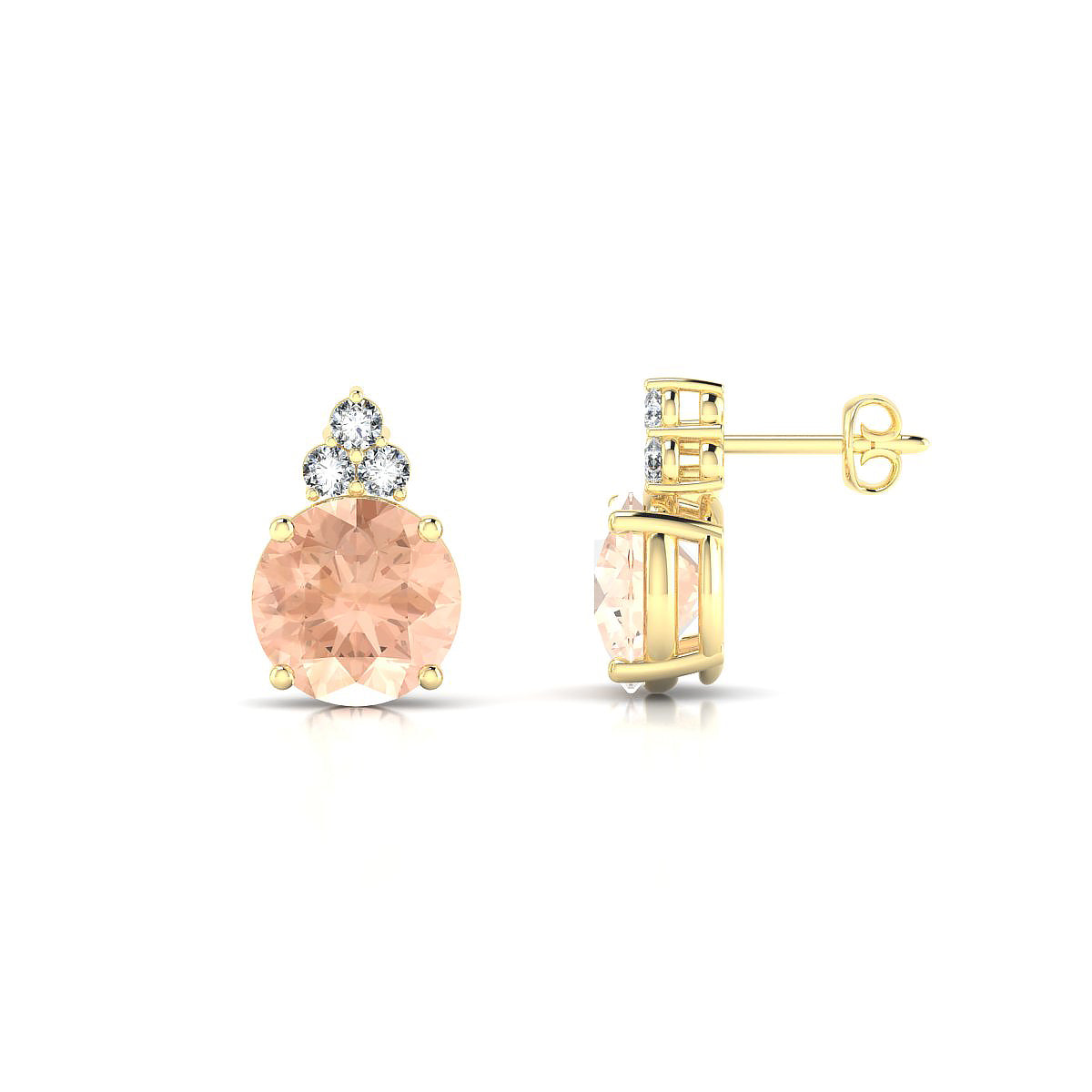 Mirage | 18k Yellow Gold 8 mm Round Morganite Earrings