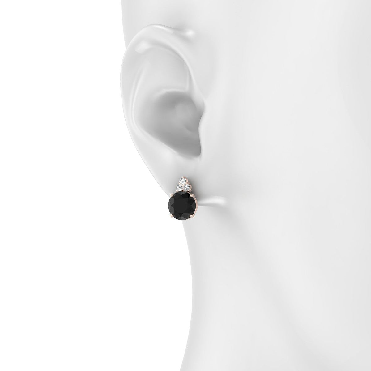 Mirage | 18k Rose Gold 8 mm Round Black Diamond Earrings