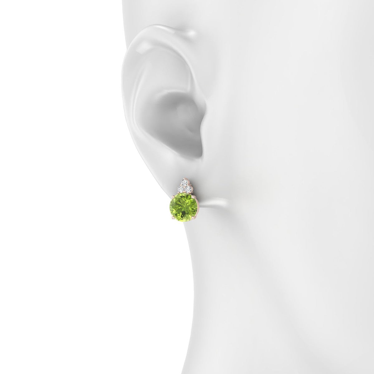 Mirage | 18k Rose Gold 8 mm Round Peridot Earrings