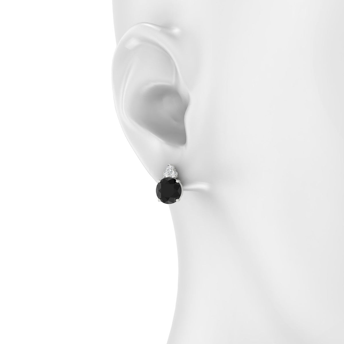 Mirage | 18k White Gold 8 mm Round Black Diamond Earrings