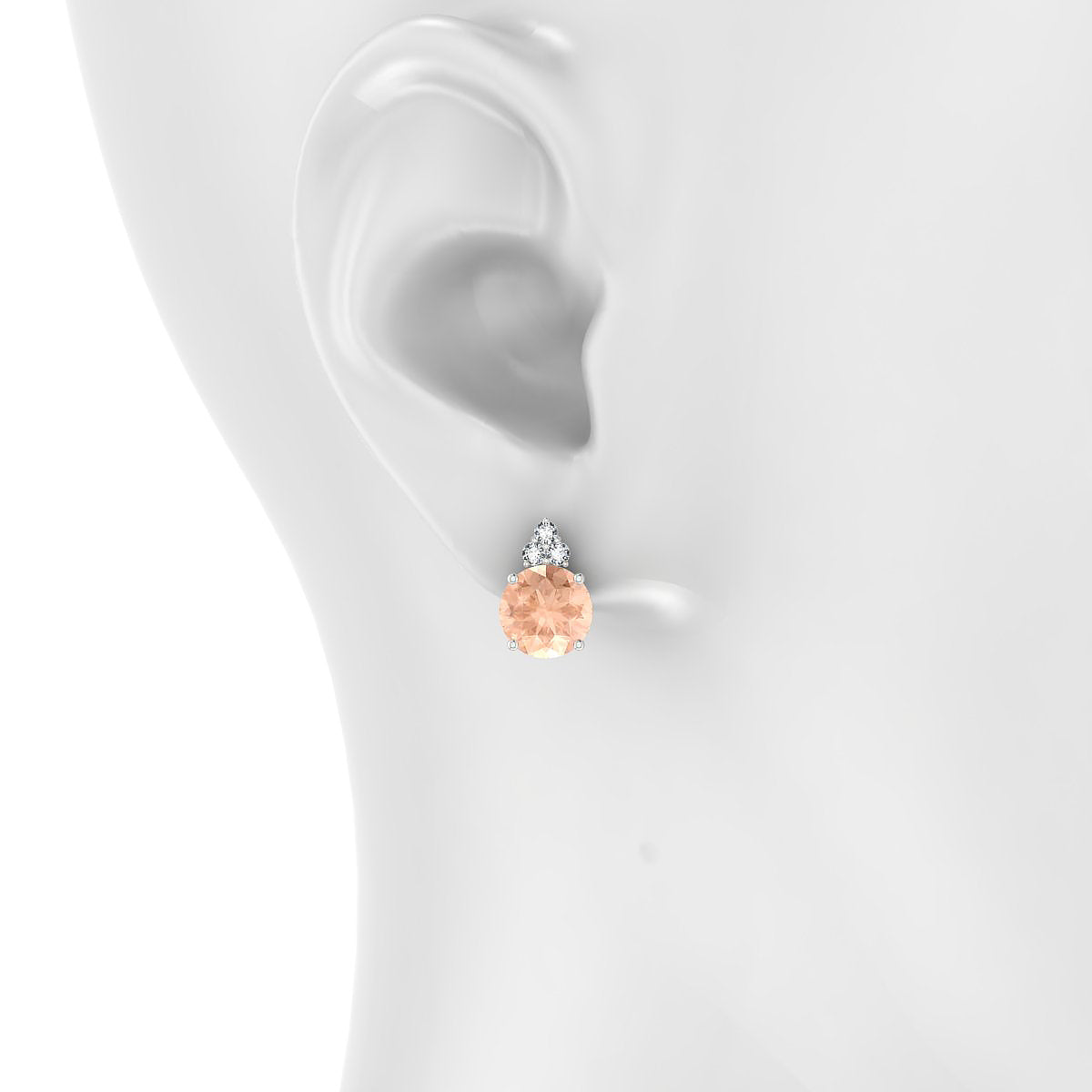 Mirage | 18k White Gold 8 mm Round Morganite Earrings