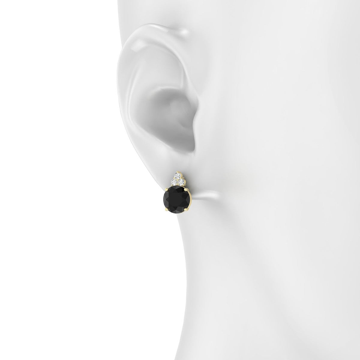 Mirage | 18k Yellow Gold 8 mm Round Black Diamond Earrings