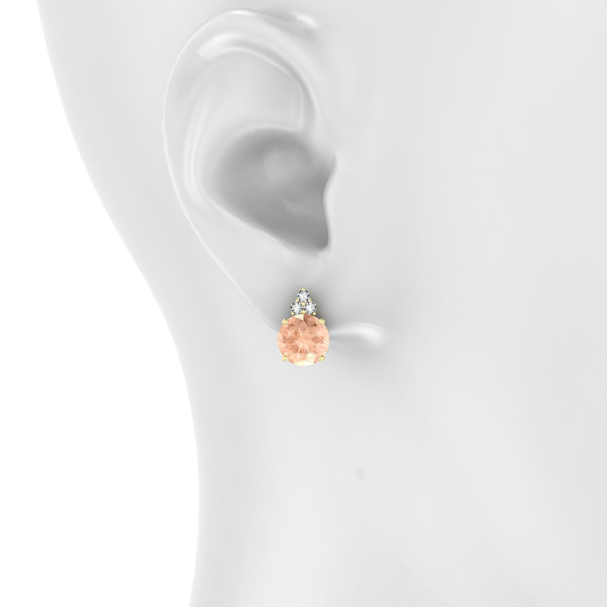 Mirage | 18k Yellow Gold 8 mm Round Morganite Earrings