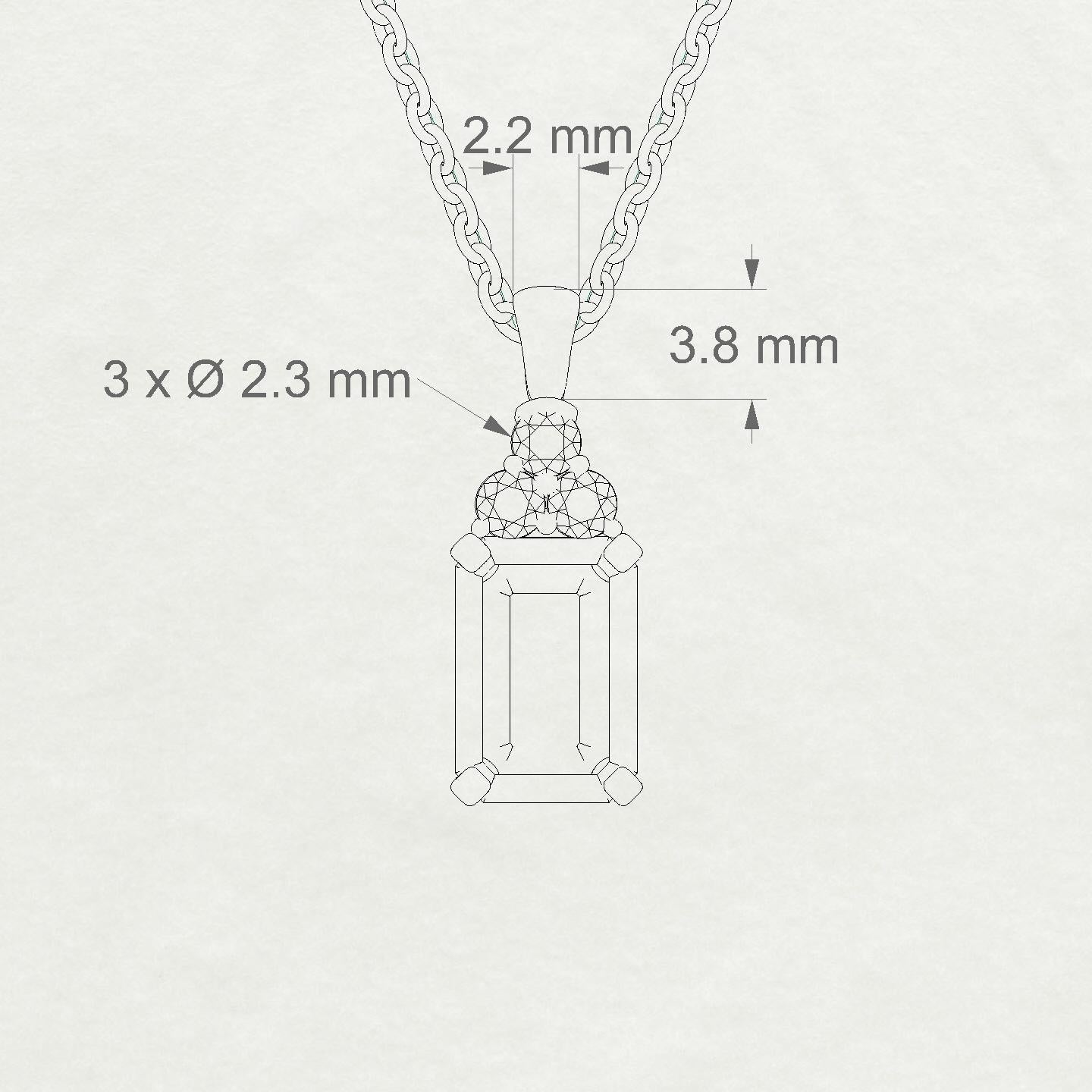 Mirage Emerald 2-2.99 ct | 18k White Gold Side Stones Diamond Pendant