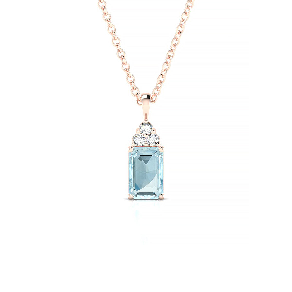 Mirage | 18k Rose Gold 6 x 4 mm Emerald Aquamarine Pendant