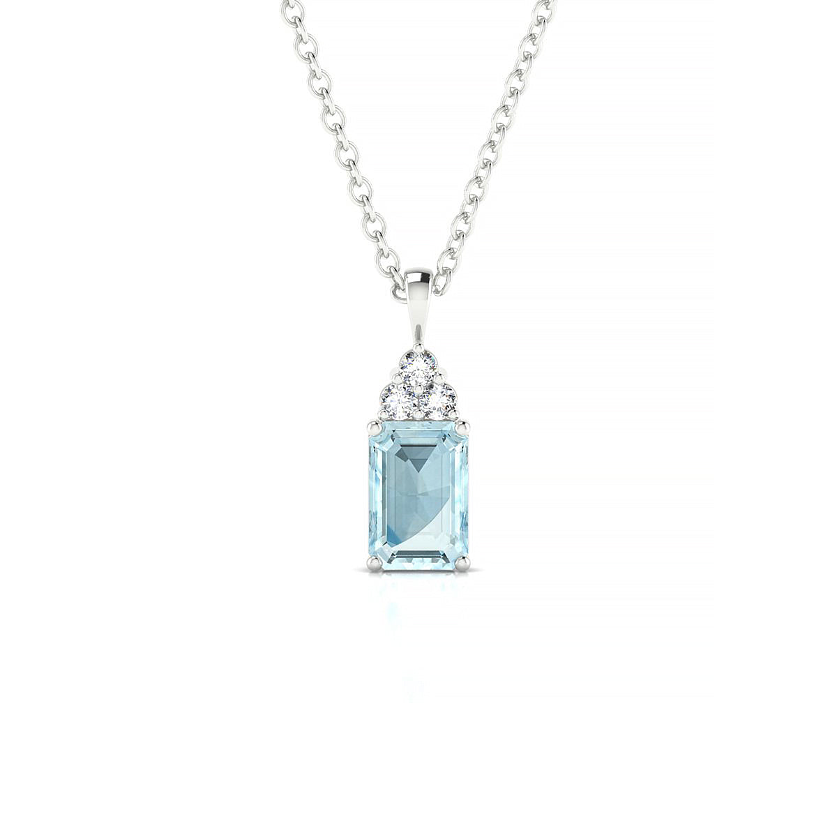 Mirage | 18k White Gold 6 x 4 mm Emerald Aquamarine Pendant