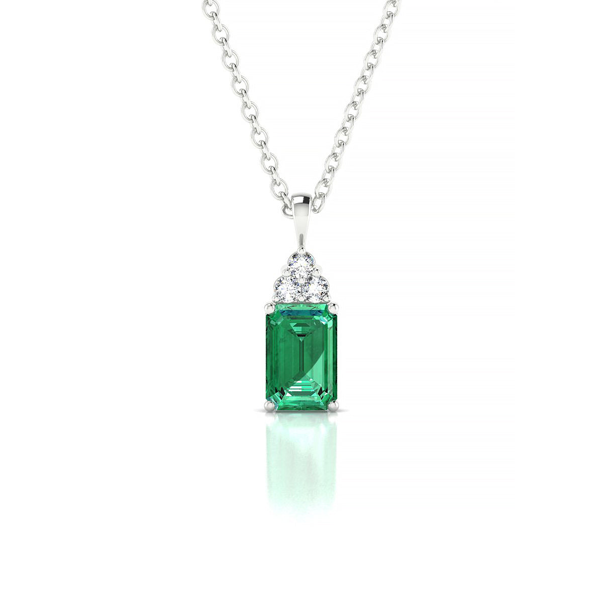 Mirage | 18k White Gold 6 x 4 mm Emerald Emerald Pendant
