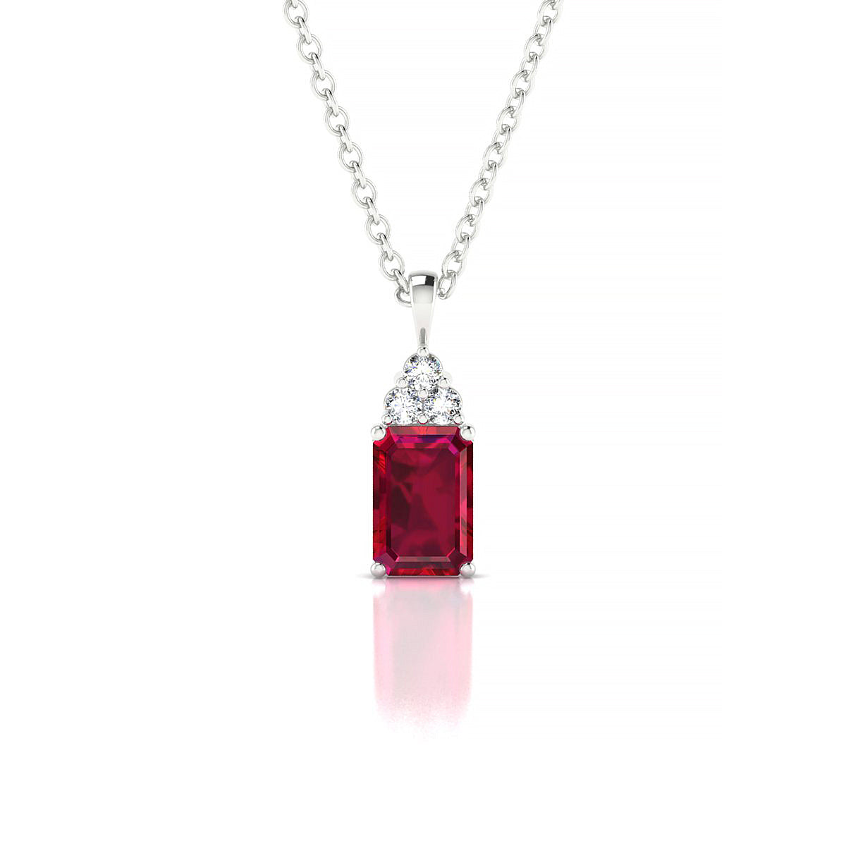 Mirage | 18k White Gold 6 x 4 mm Emerald Ruby Pendant