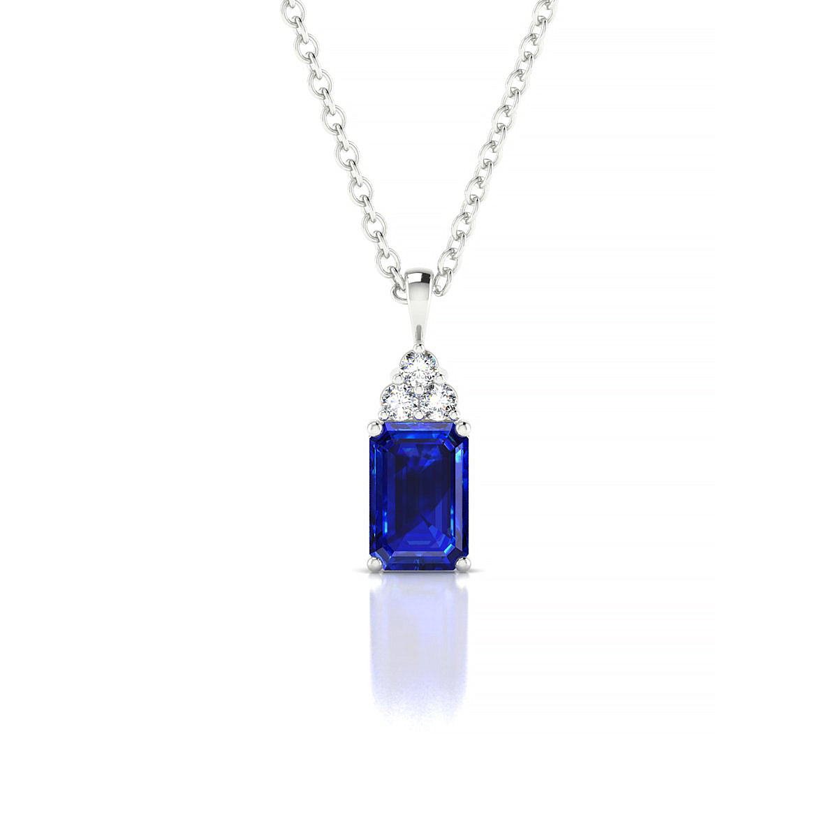 Mirage | 18k White Gold 6 x 4 mm Emerald Sapphire Pendant