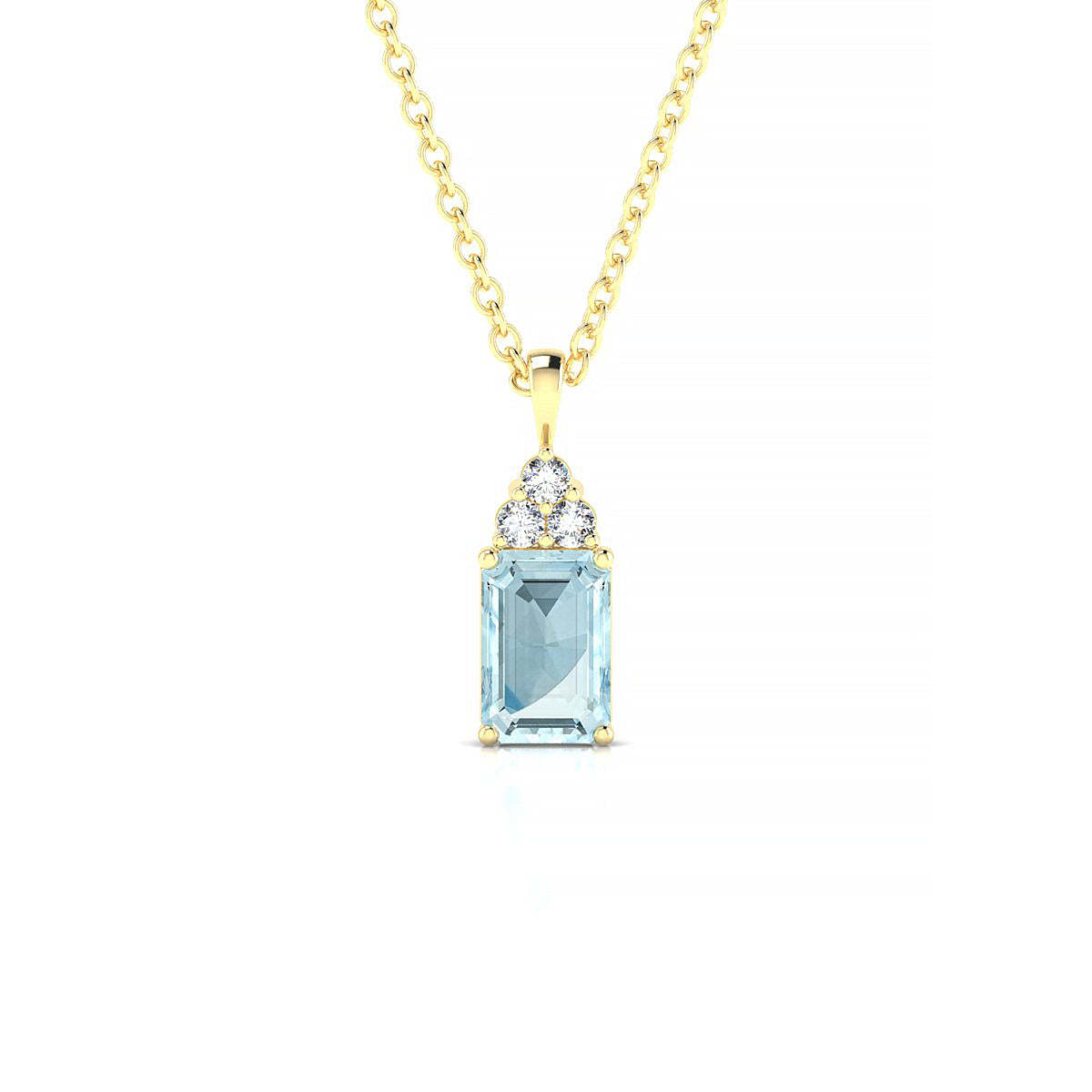 Mirage | 18k Yellow Gold 6 x 4 mm Emerald Aquamarine Pendant