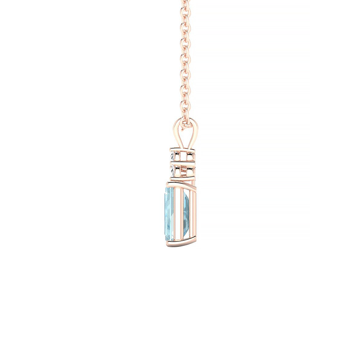 Mirage | 18k Rose Gold 6 x 4 mm Emerald Aquamarine Pendant