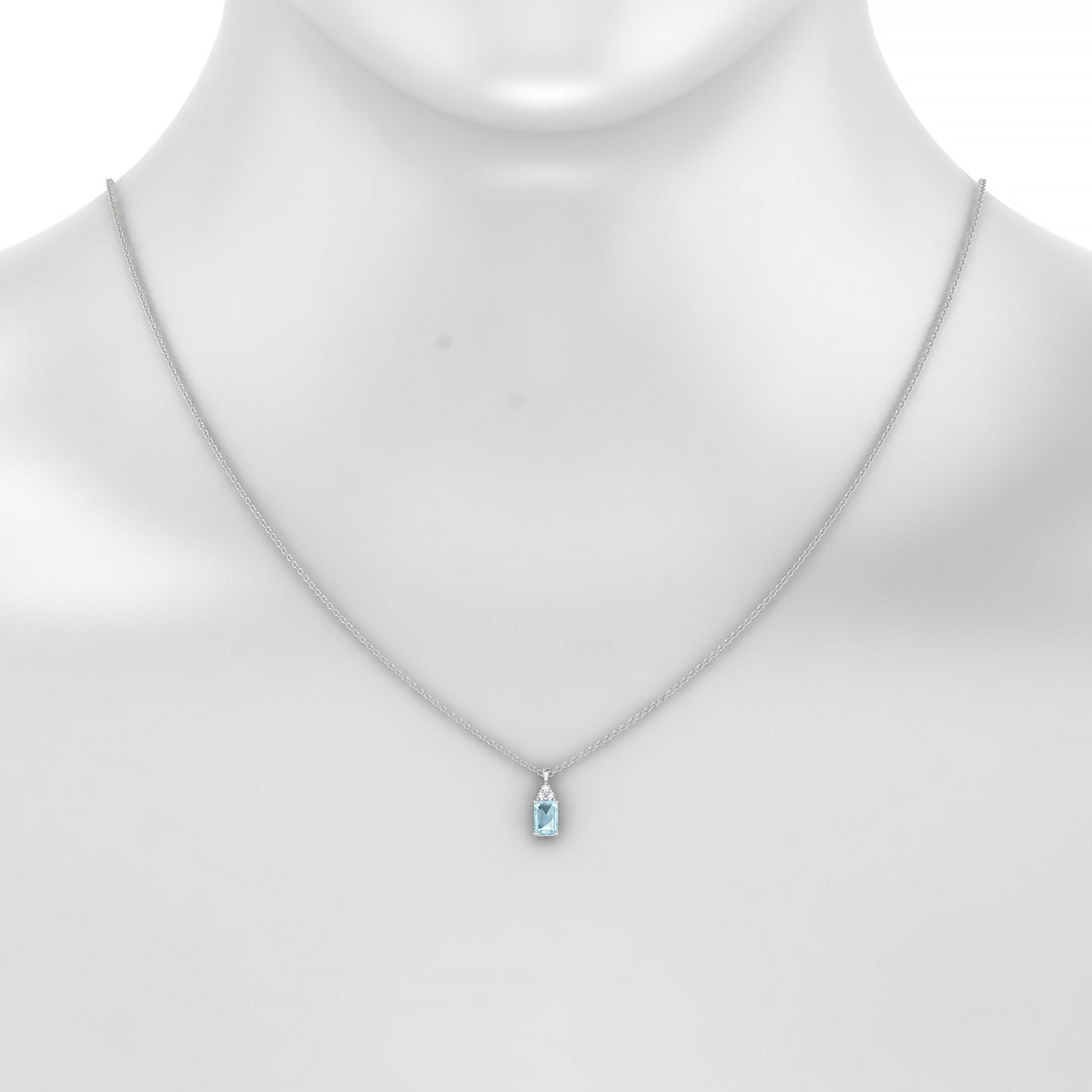 Mirage | 18k White Gold 6 x 4 mm Emerald Aquamarine Pendant
