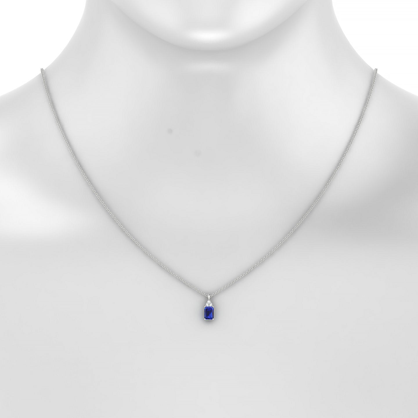 Mirage | 18k White Gold 6 x 4 mm Emerald Sapphire Pendant