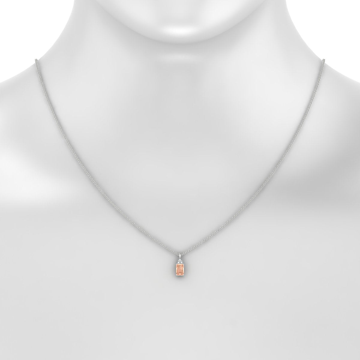 Mirage | 18k White Gold 6 x 4 mm Emerald Morganite Pendant