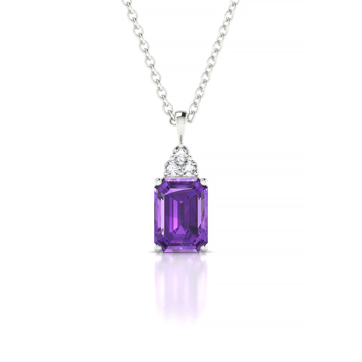 Mirage | 18k White Gold 7 x 5 mm Emerald Amethyst Pendant