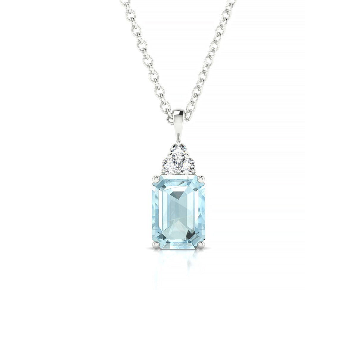 Mirage | 18k White Gold 7 x 5 mm Emerald Aquamarine Pendant
