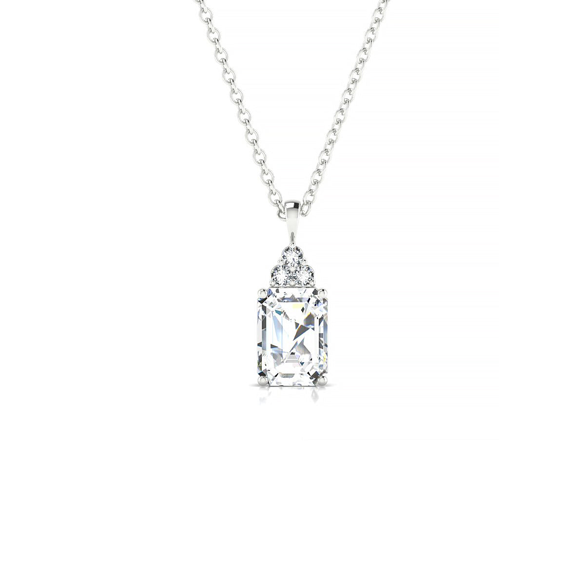 Mirage | 18k White Gold 7 x 5 mm Emerald Diamond Pendant