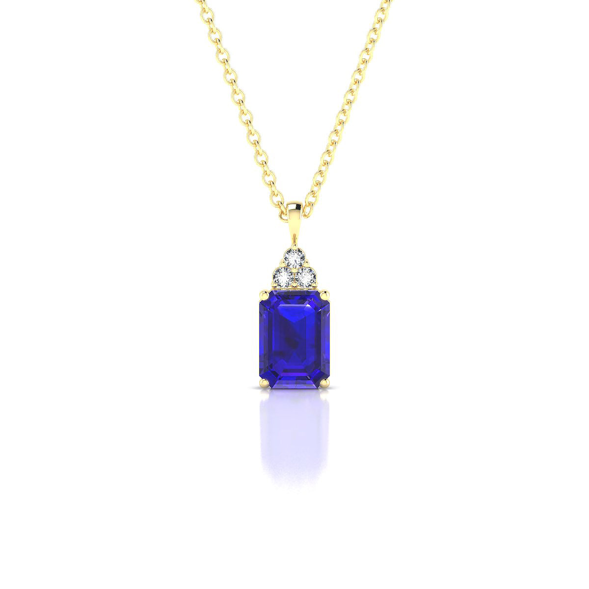 Mirage | 18k Yellow Gold 7 x 5 mm Emerald Tanzanite Pendant
