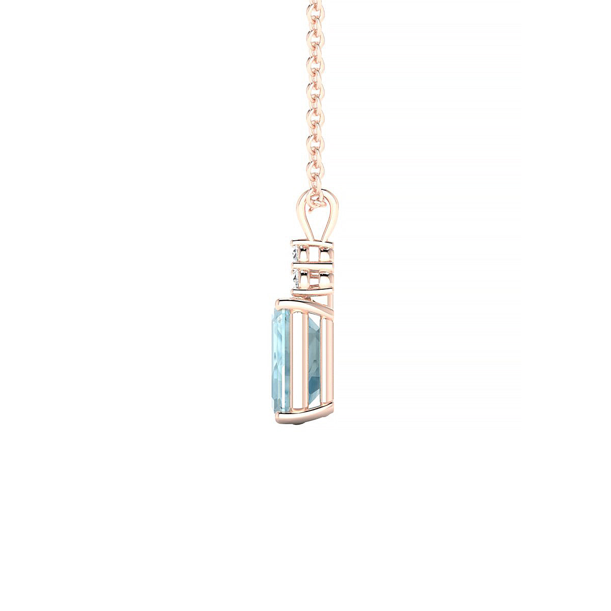 Mirage | 18k Rose Gold 7 x 5 mm Emerald Aquamarine Pendant