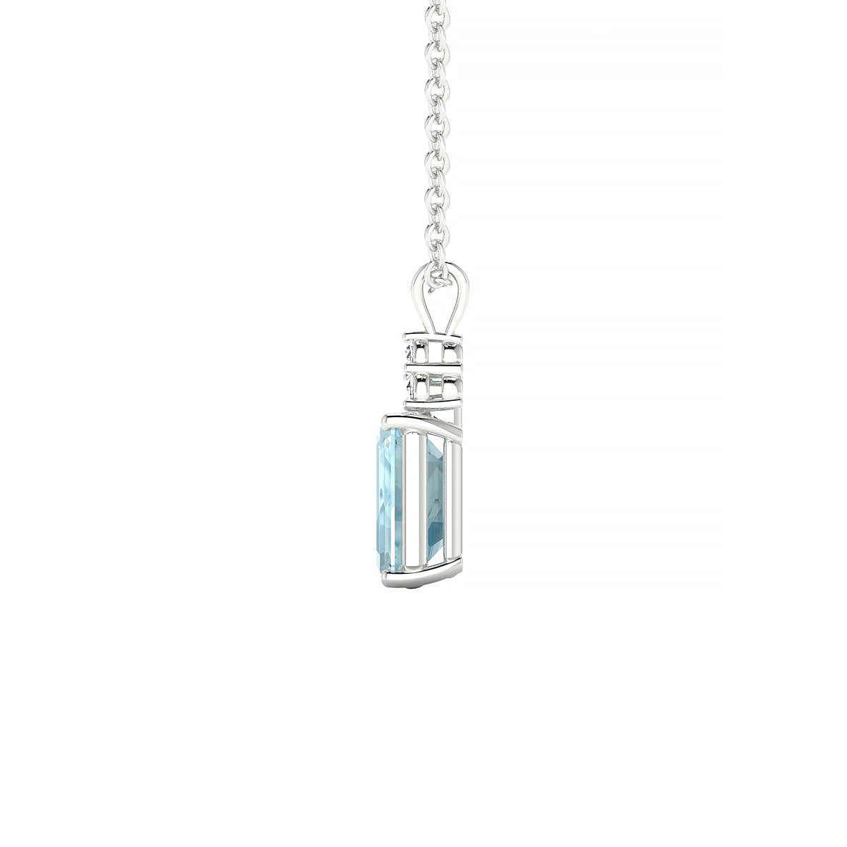 Mirage | 18k White Gold 7 x 5 mm Emerald Aquamarine Pendant