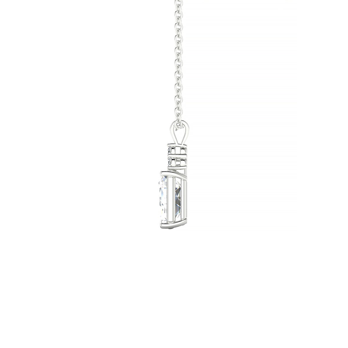 Mirage | 18k White Gold 7 x 5 mm Emerald Diamond Pendant