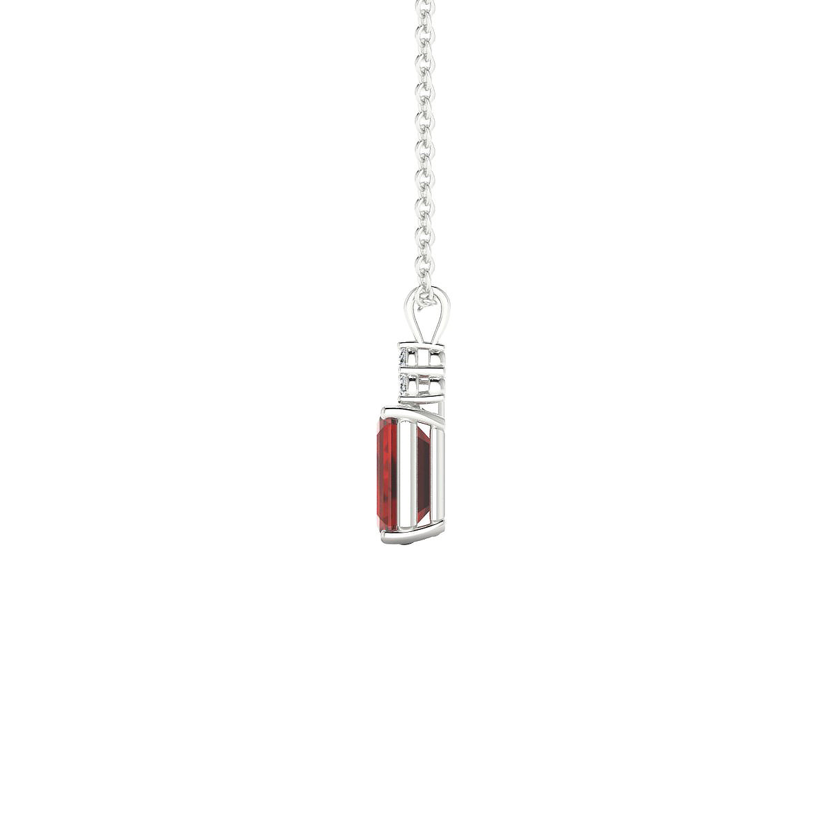 Mirage | 18k White Gold 7 x 5 mm Emerald Garnet Pendant