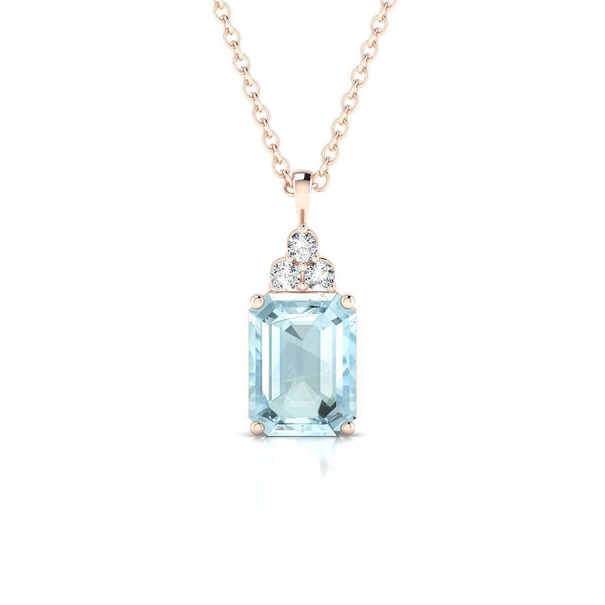 Mirage | 18k Rose Gold 8 x 6 mm Emerald Aquamarine Pendant