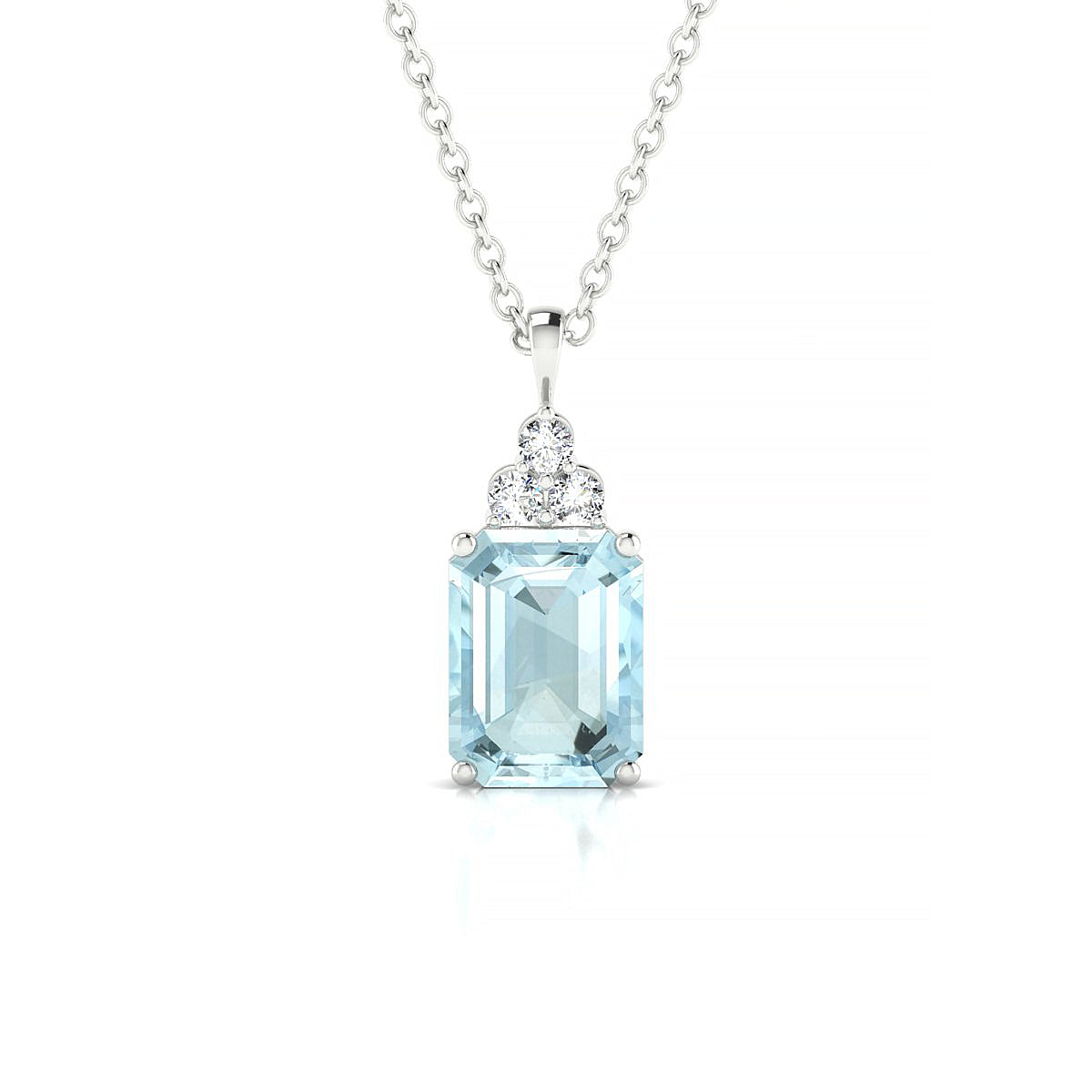 Mirage | 18k White Gold 8 x 6 mm Emerald Aquamarine Pendant