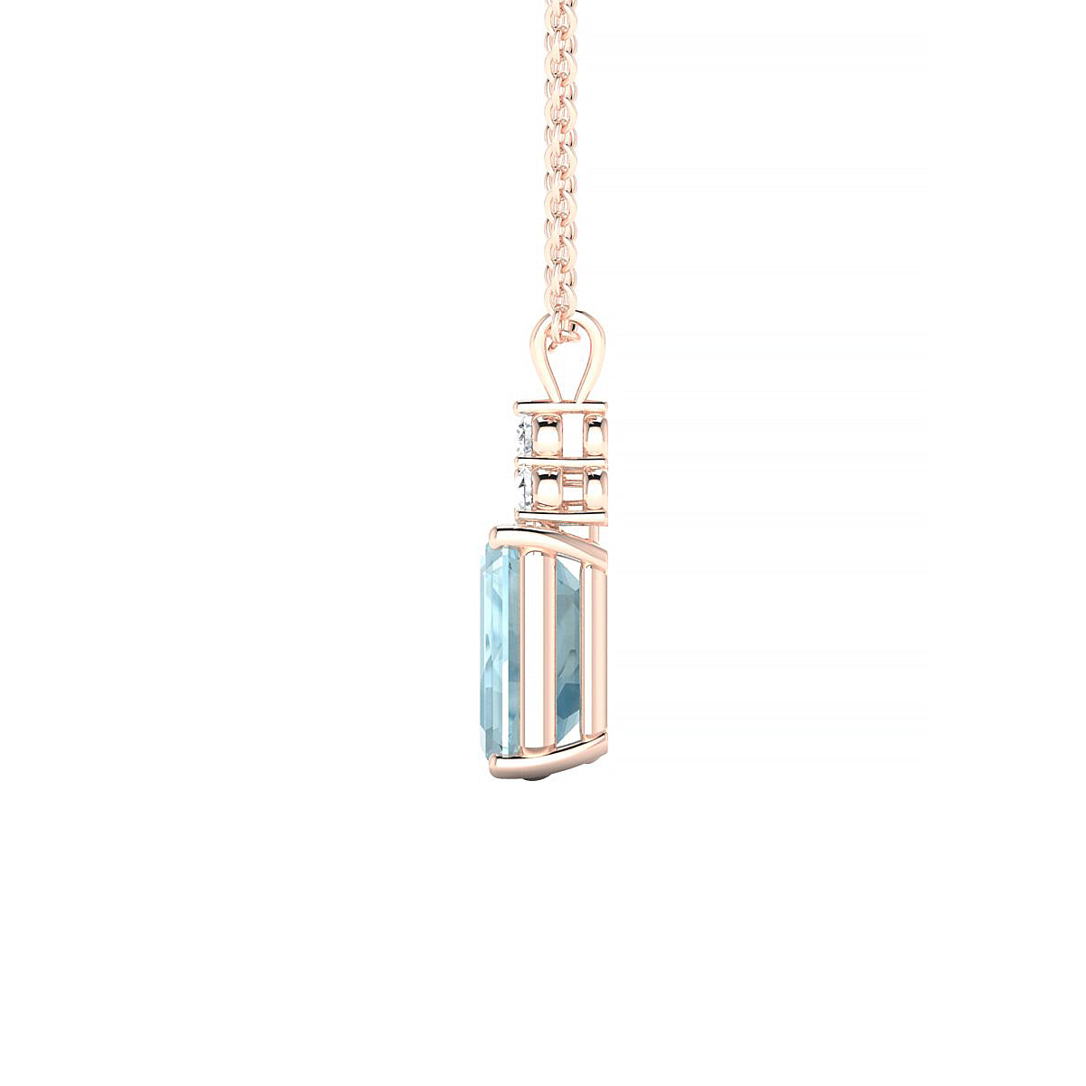 Mirage | 18k Rose Gold 8 x 6 mm Emerald Aquamarine Pendant