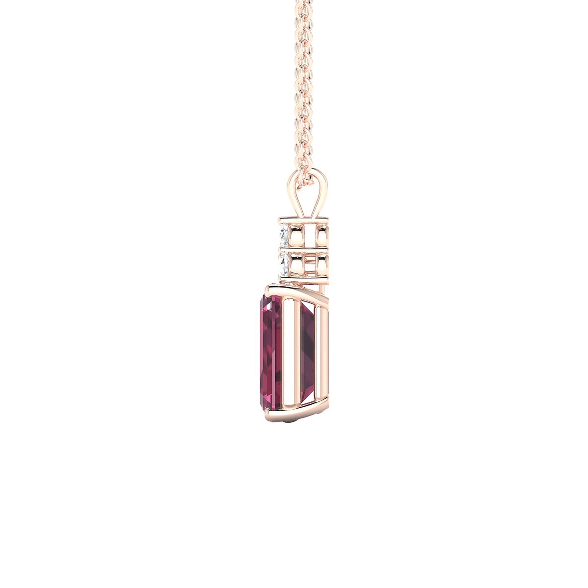 Mirage | 18k Rose Gold 8 x 6 mm Emerald Rhodolite Pendant