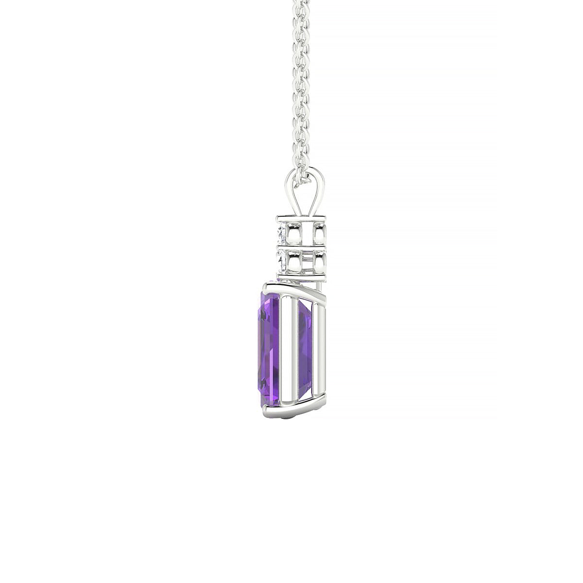 Mirage | 18k White Gold 8 x 6 mm Emerald Amethyst Pendant