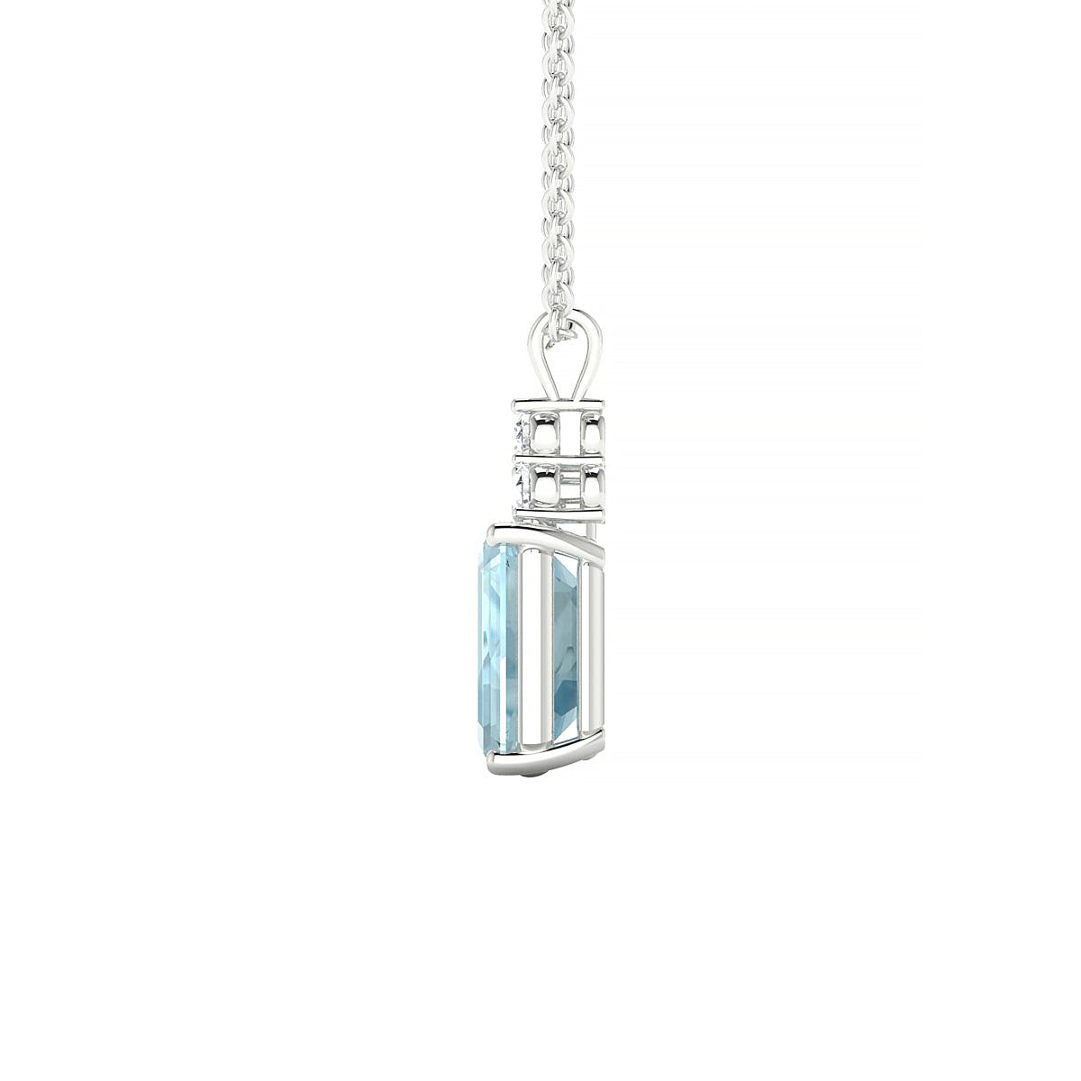 Mirage | 18k White Gold 8 x 6 mm Emerald Aquamarine Pendant