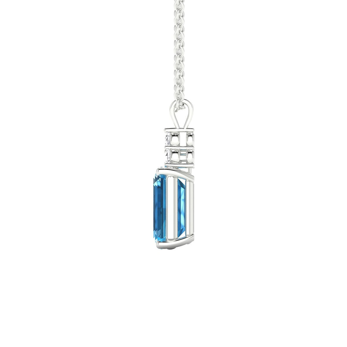 Mirage | 18k White Gold 8 x 6 mm Emerald Topaz Pendant