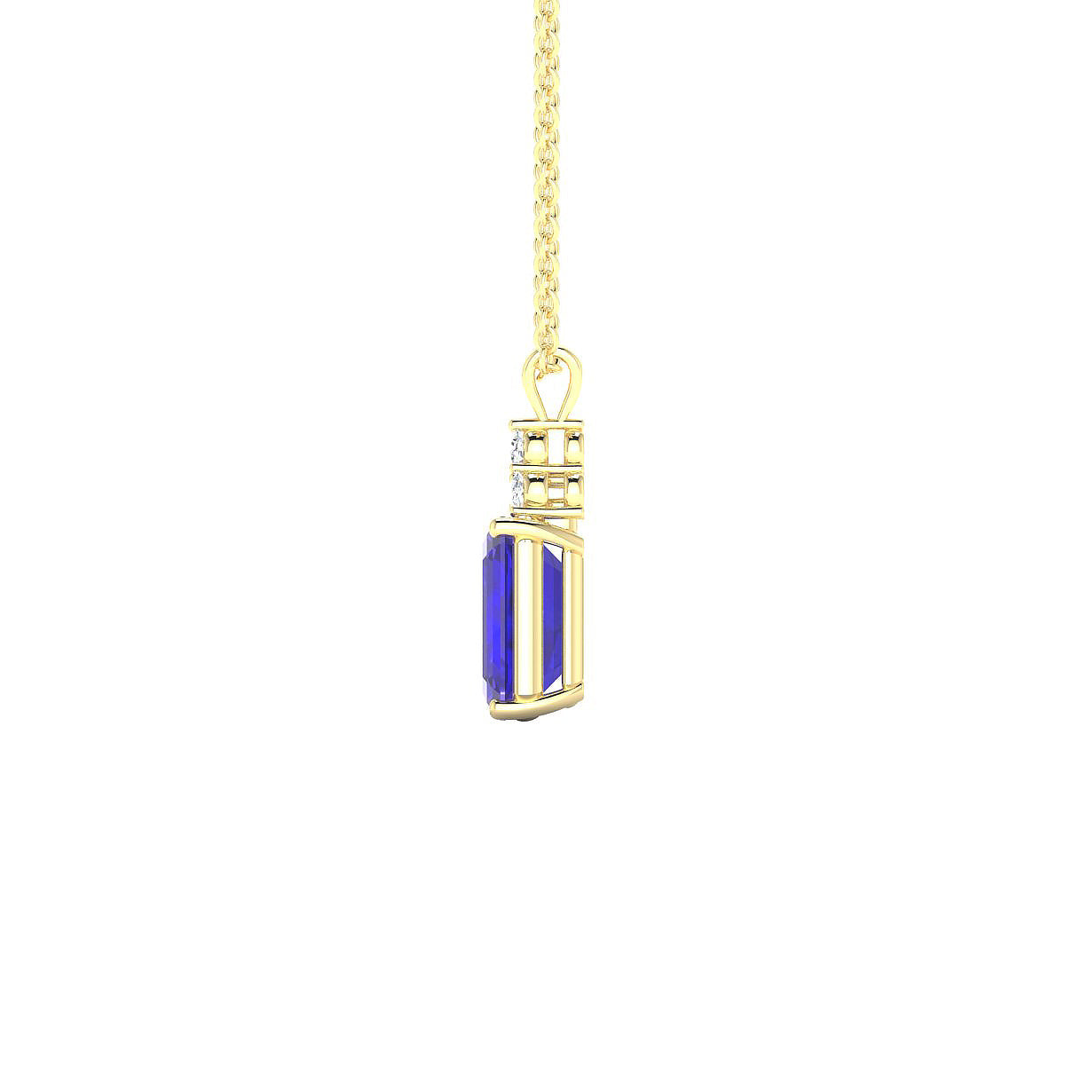 Mirage | 18k Yellow Gold 8 x 6 mm Emerald Tanzanite Pendant