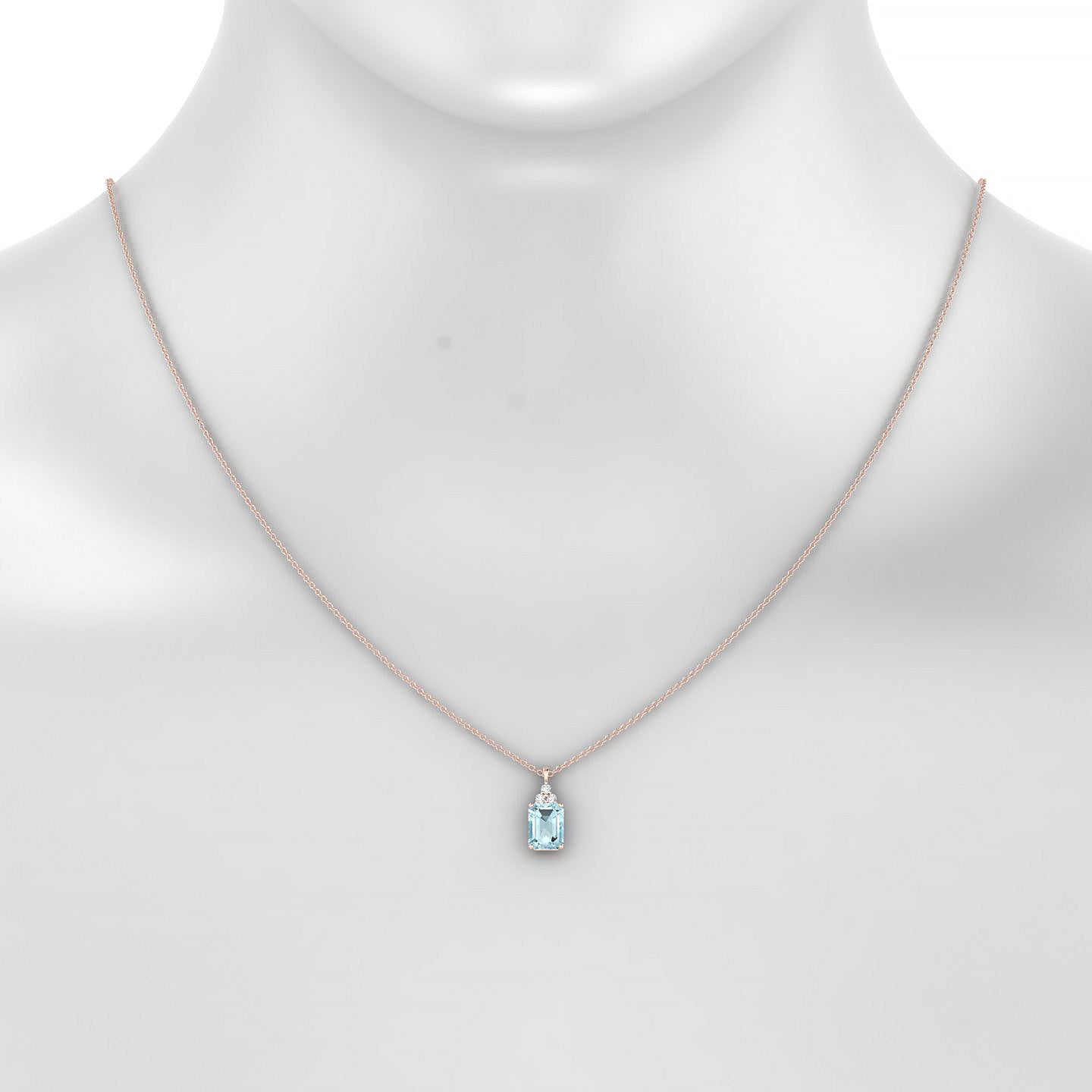 Mirage | 18k Rose Gold 8 x 6 mm Emerald Aquamarine Pendant
